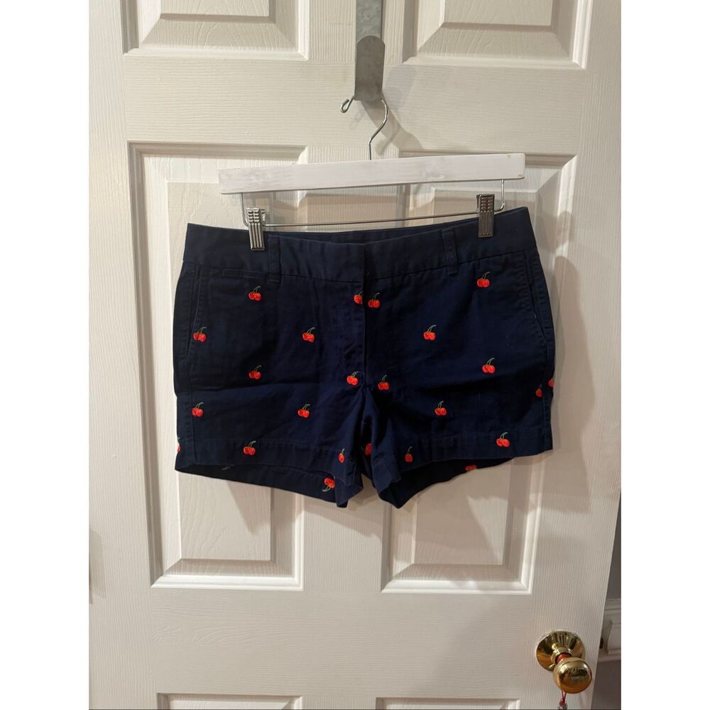J. Crew Factory Navy Cherry Embroidered Athletic Shorts